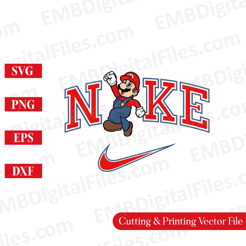 Nike Super Mario running Cartoon, Cute Super Mario svg, , Mario Logo SVG & Png File, cricut printing cut file