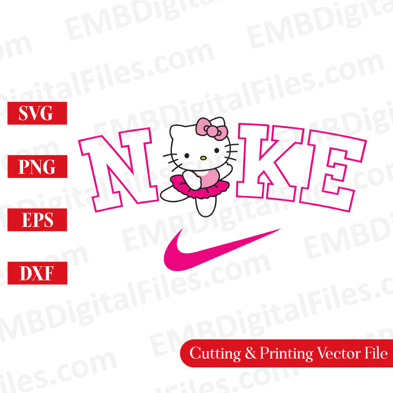 Nike  Kitty Nike Kitty SVG, Hello Kitty Nike Logo PNG DXF file for Cricut , Nike Hello Kitty Logo, Kitty shirt print