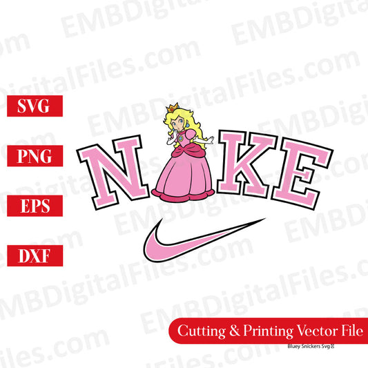 Princess Peach Nike SVg,  Super Princess Peach PNG, SVG ,Super Mario Bros Vector & Printing Cricut  file