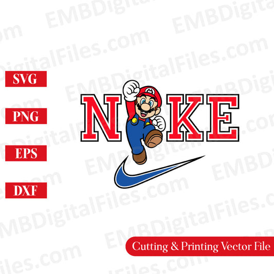 Mario Running  Cute Cartoon SVg, PNG, Nike Super  Mario Svg , Super Mario Bros PNG, Mario Logo Vector & Printing Cricut  file