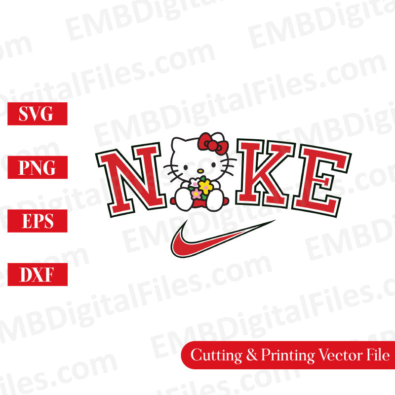 Stting Kitty Garden SVg, DFX file, Hello Kitty png ,Sweet Hello Kitty Nike PNG, Kitty Shirt Print