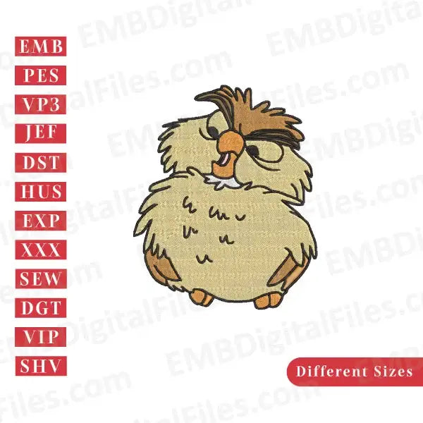 Disney Archimedes cartoon character embroidery design