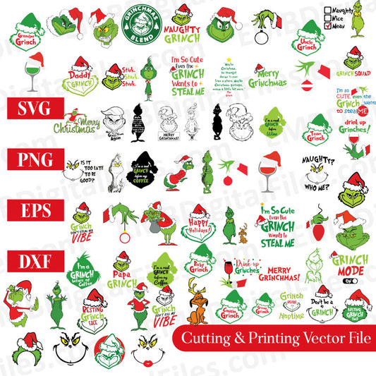 Christmas Gifts,cartoon Cut File,Face,Grinch SVG Bundle,Clipart,Grinch smile,Christmas svg,Grinch,Grinch Ornament,Green Character svg,Grinch Face,Grinch svg,Grinch Hand