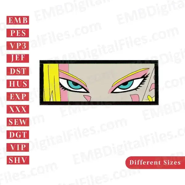 Black Maria anime inspired girls characters eyes embroidery files ...