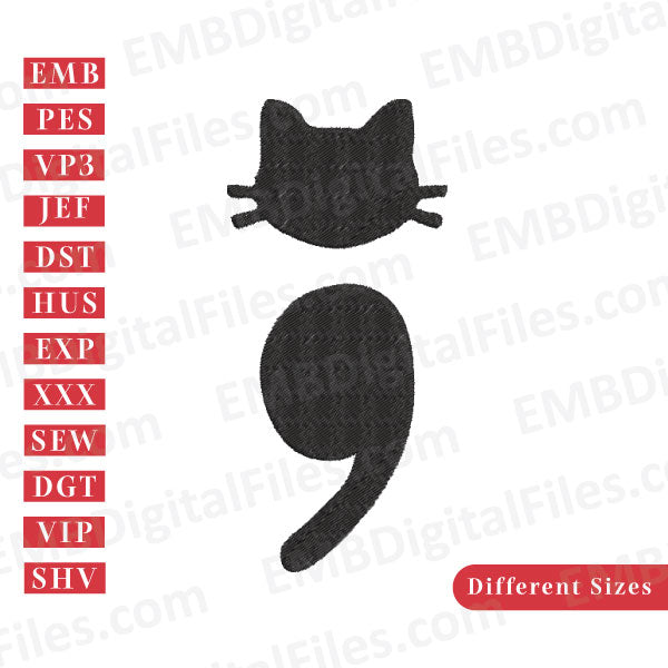 Black cat silhouette embroidery file free download