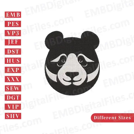 Cartoon bear black head silhouette animal character embroidery file, PES, DST