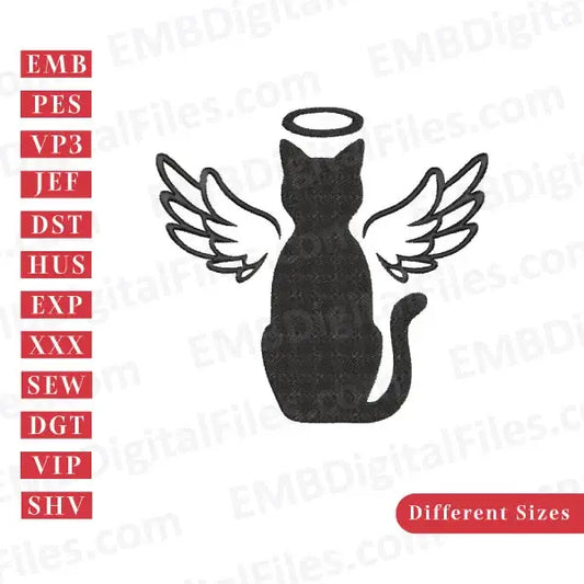 Cat with wings free embroidery file download