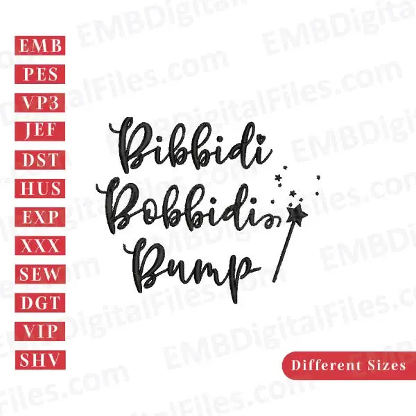 Cinderella Bibbidi Bobbidi Boo quote digital embroidery Files, PES, DST, Instant Download