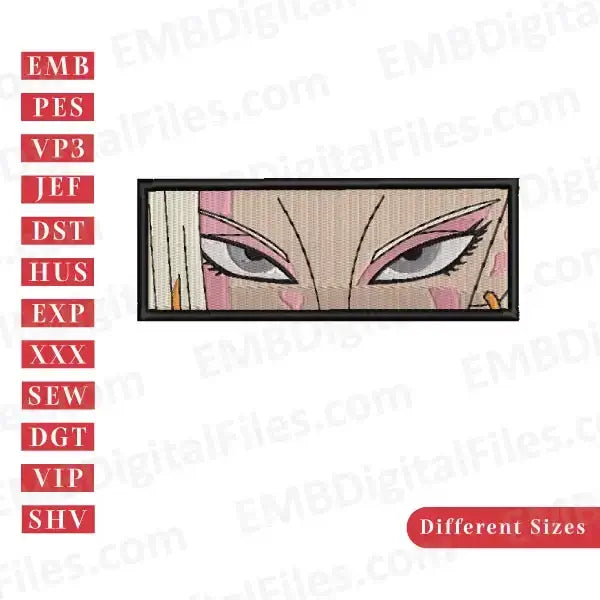 Cute anime inspired girls character eyes in box embroidery files