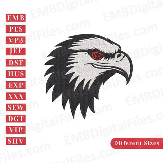 Eagle head mascot silhouette animal embroidery file