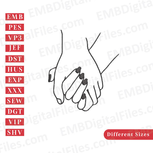 Holding hands silhouette embroidery file free download