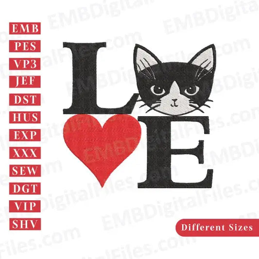 I love cat silhouette free embroidery file download