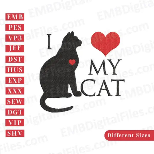 I love my cat silhouette free embroidery file download