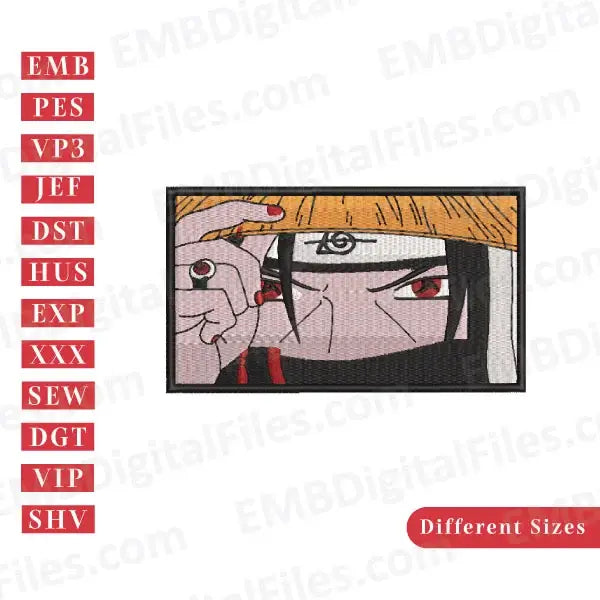 Itachi uchia character eyes, cute anime inspired embroidery files