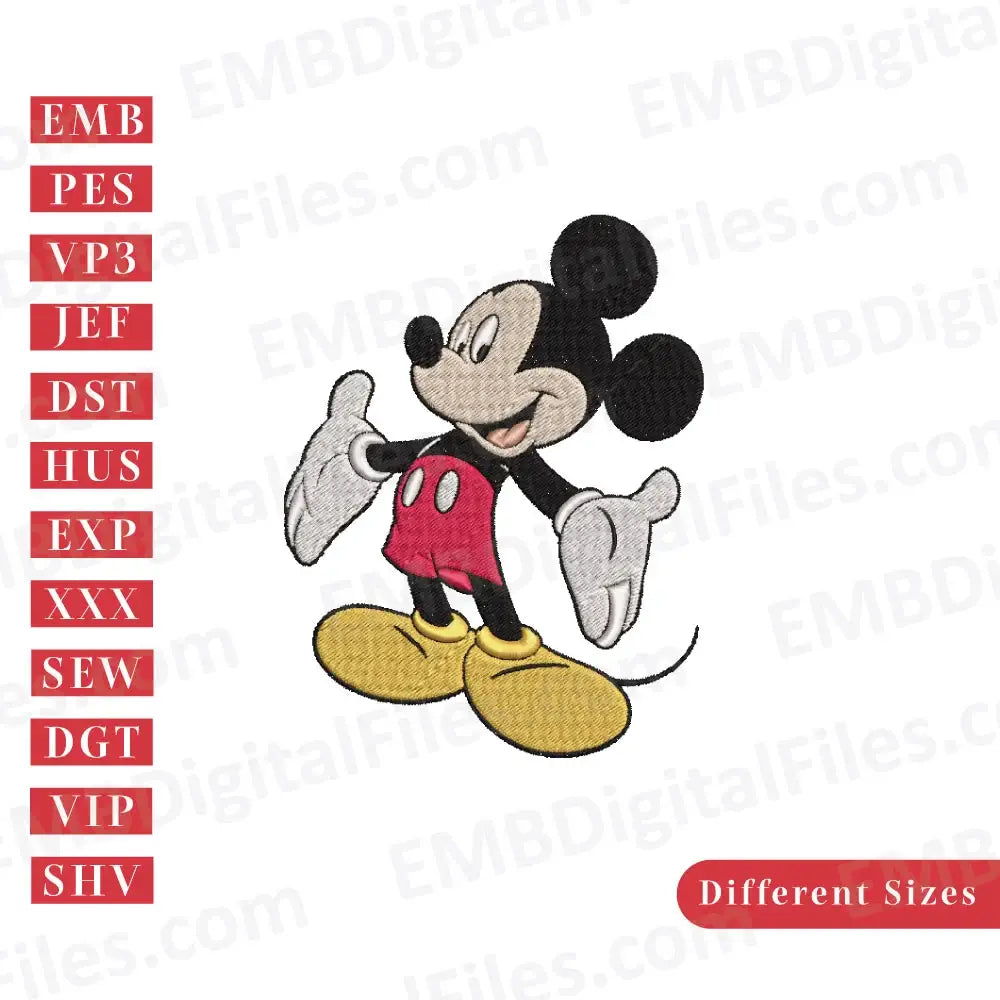 Mickey mouse in happy mode machine embroidery design, Instant Download