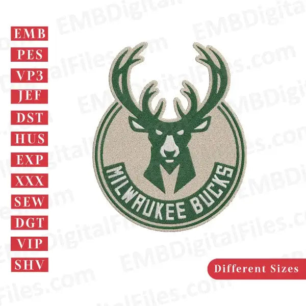 Milwaukee Bucks logo embroidery file