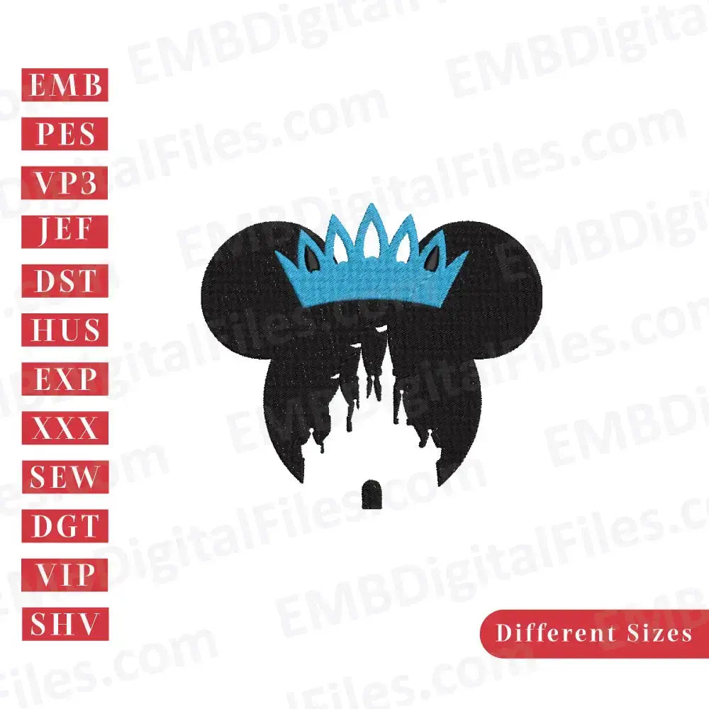 Minnie Mouse Girl Princess machine embroidery Files, PES, DST, Instant Download