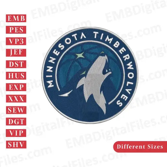 Minnesota Timber Wolves logo embroidery file
