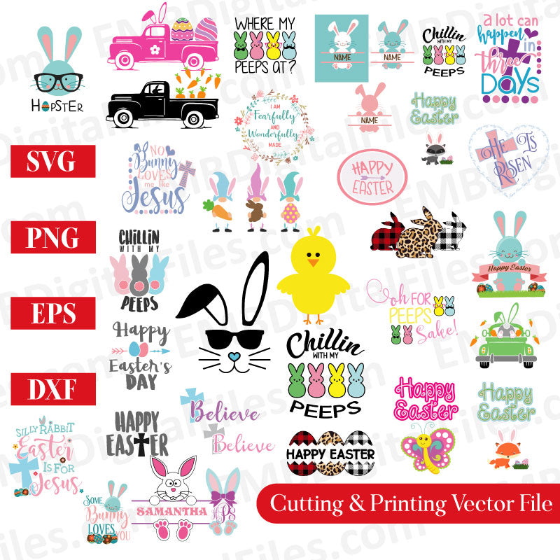 Retro Happy Easter SVG bundle, Bunny png