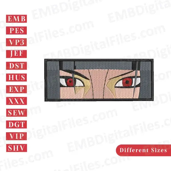 Naruto character Itachi eyes, cute anime inspired embroidery files