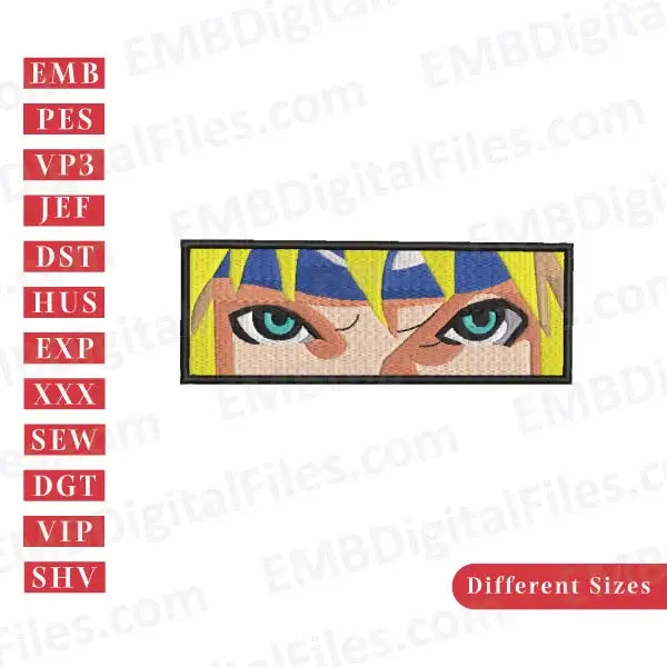 Naruto character Minato manga eyes, cute anime inspired embroidery files