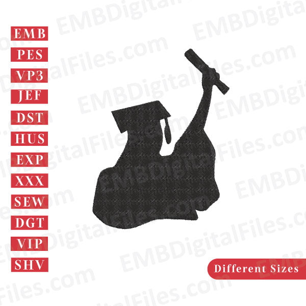 Princess with graduation degree embroidery file free download