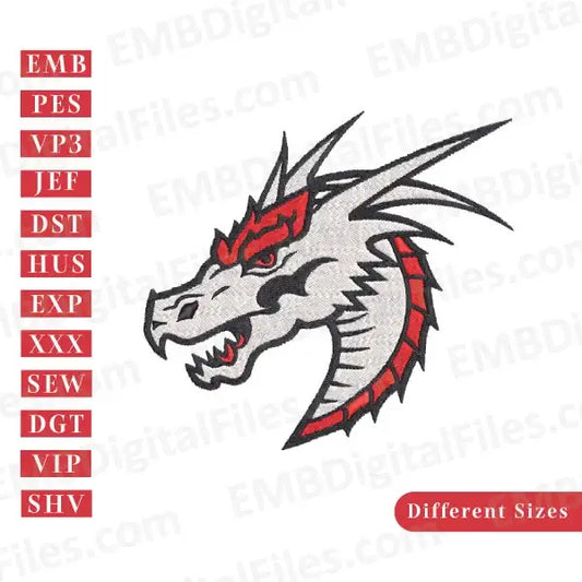 Chinese red dragon cartoon silhouette animal embroidery file
