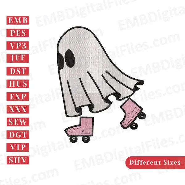 Boo jee roller skate Halloween embroidery file