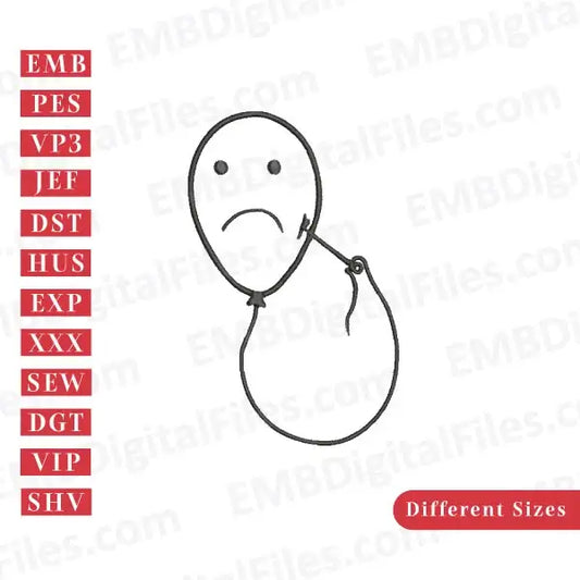 Sad balloon sketch free embroidery file download