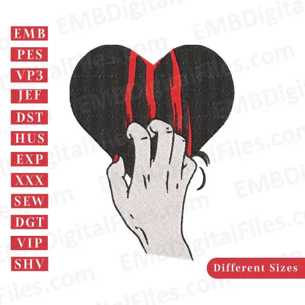 Scratching heart silhouette free embroidery file download