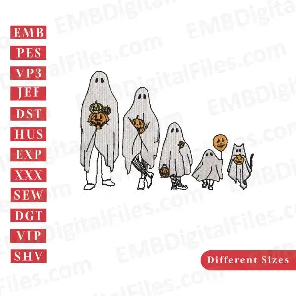 Scary ghost celebrating Halloween embroidery file