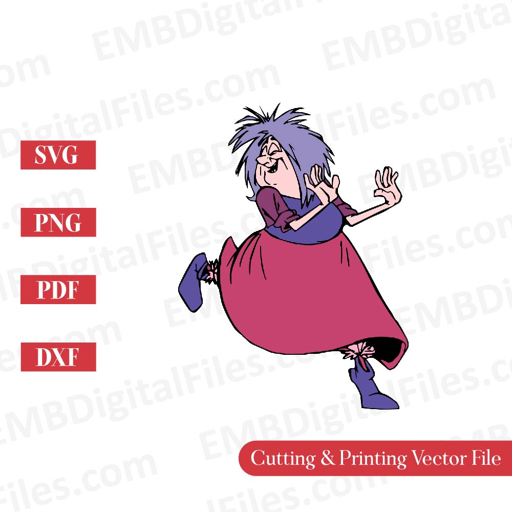The Sword in the Stone - The Witch Madam Mim having fun SVG for Cricut, Cartoon SVG PNG DXF EPS, Instant download