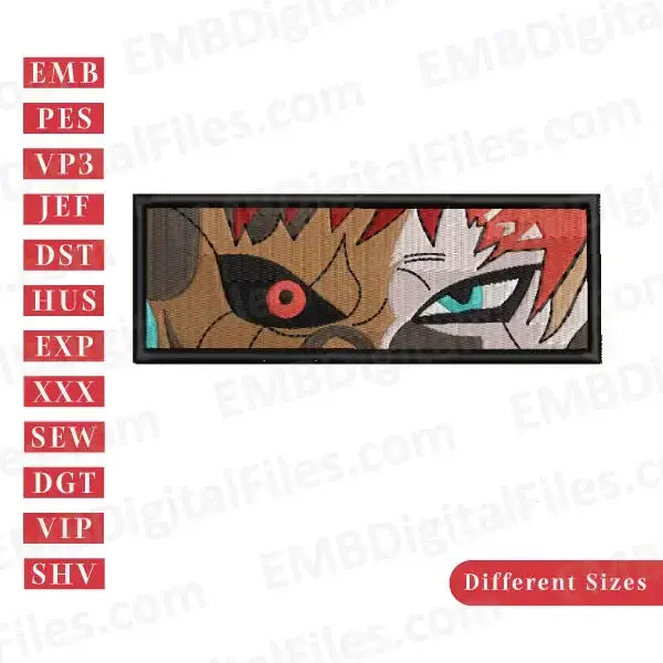 Tengen Uzul anime inspired character eyes embroidery files PES, DST