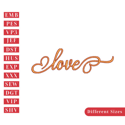 Valentine Love Embroidery Design /Machine embroidery / Love Text / Heart Love / Beautiful Love