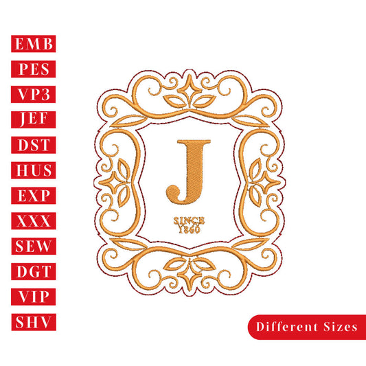 J Font Embroidery File