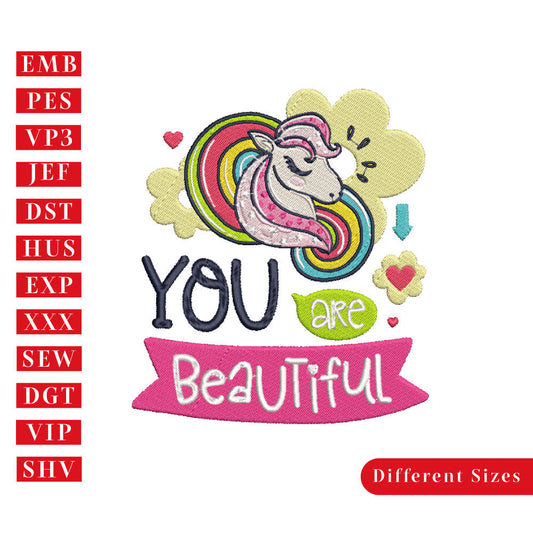 You are Beautiful Quote Embroidery File