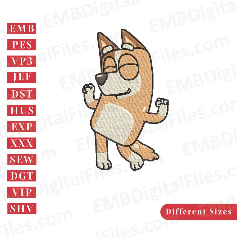 Dancing Mum Red Chilli Heeler machine embroidery designs, PES, DST, Instant download