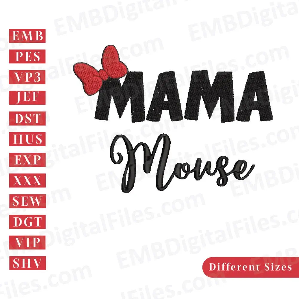 Disney Minnie Mouse mama machine embroidery design, PES, DST, Instant download