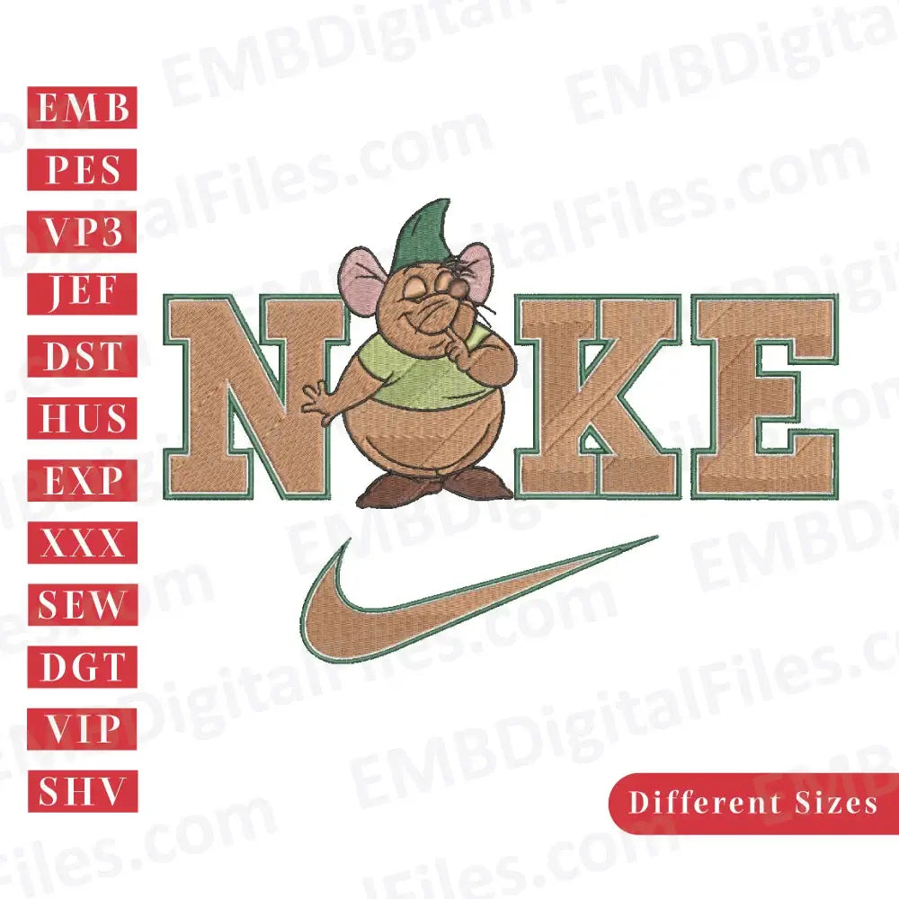 Disney Mouse Gus Cinderella Embroidery Digitizing File, Cartoon Embroidery