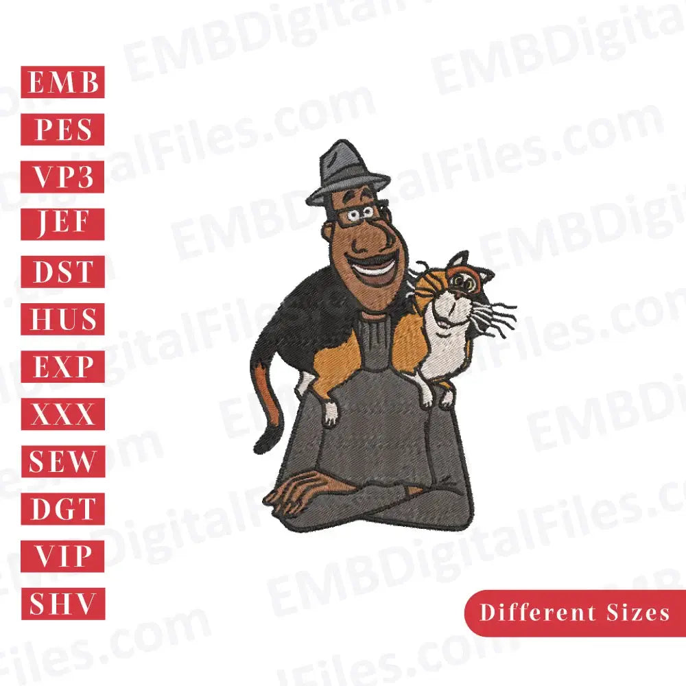 Pixar character Mr. Mittens machine embroidery design, PES, DST, Instant Download