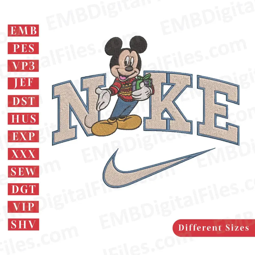 Disney mickey mouse swoosh embroidery design file, Cartoon Embroidery