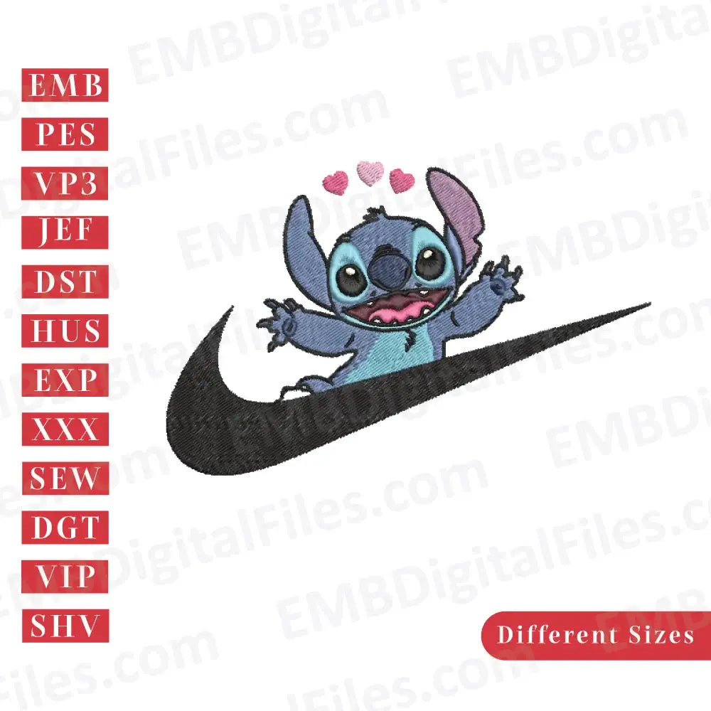 Happy cute stitch embroidery design, Lilo and Stitch Cartoon, PES, DST, SEW