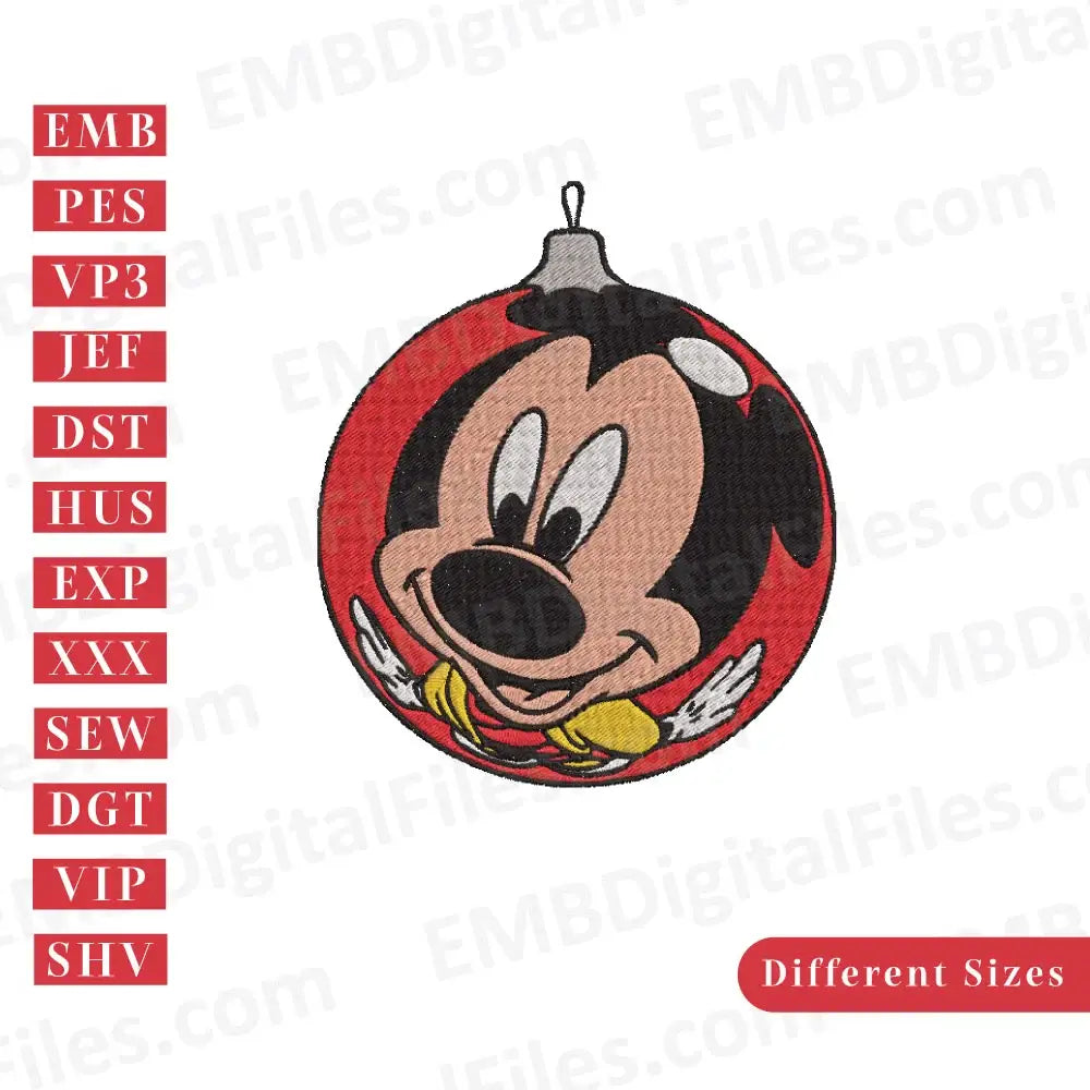Disney Mickey mouse Christmas ball machine embroidery design, PES, DST, Instant download