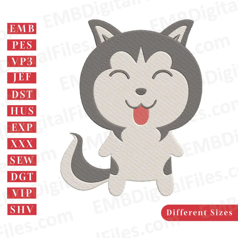 Siberian Husky Embroidery Design, Dog breed Animal Embroidery Design