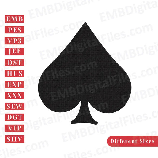 Playing card black spade embroidery design, Free Disney Cartoon Embroidery
