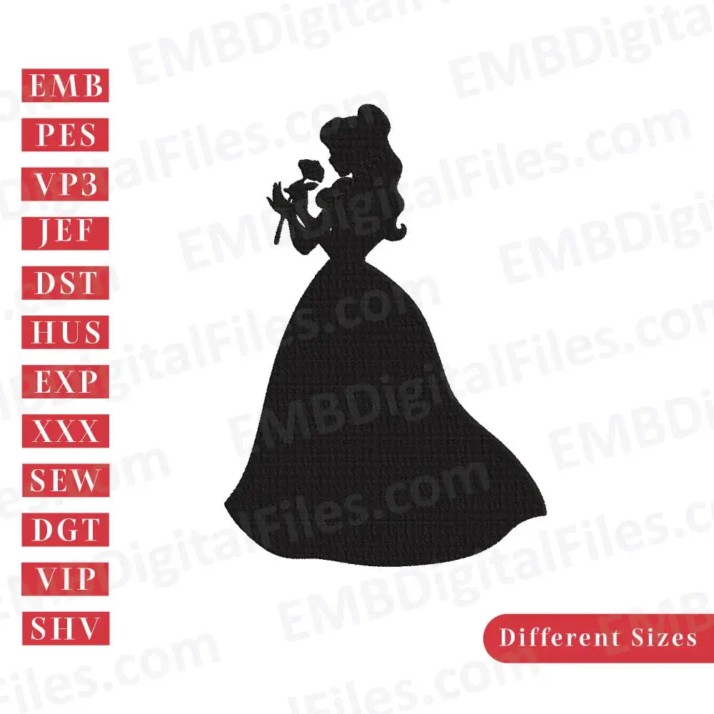 Disney belle beauty and the beast sketch embroidery design, Disney Cartoon Embroidery