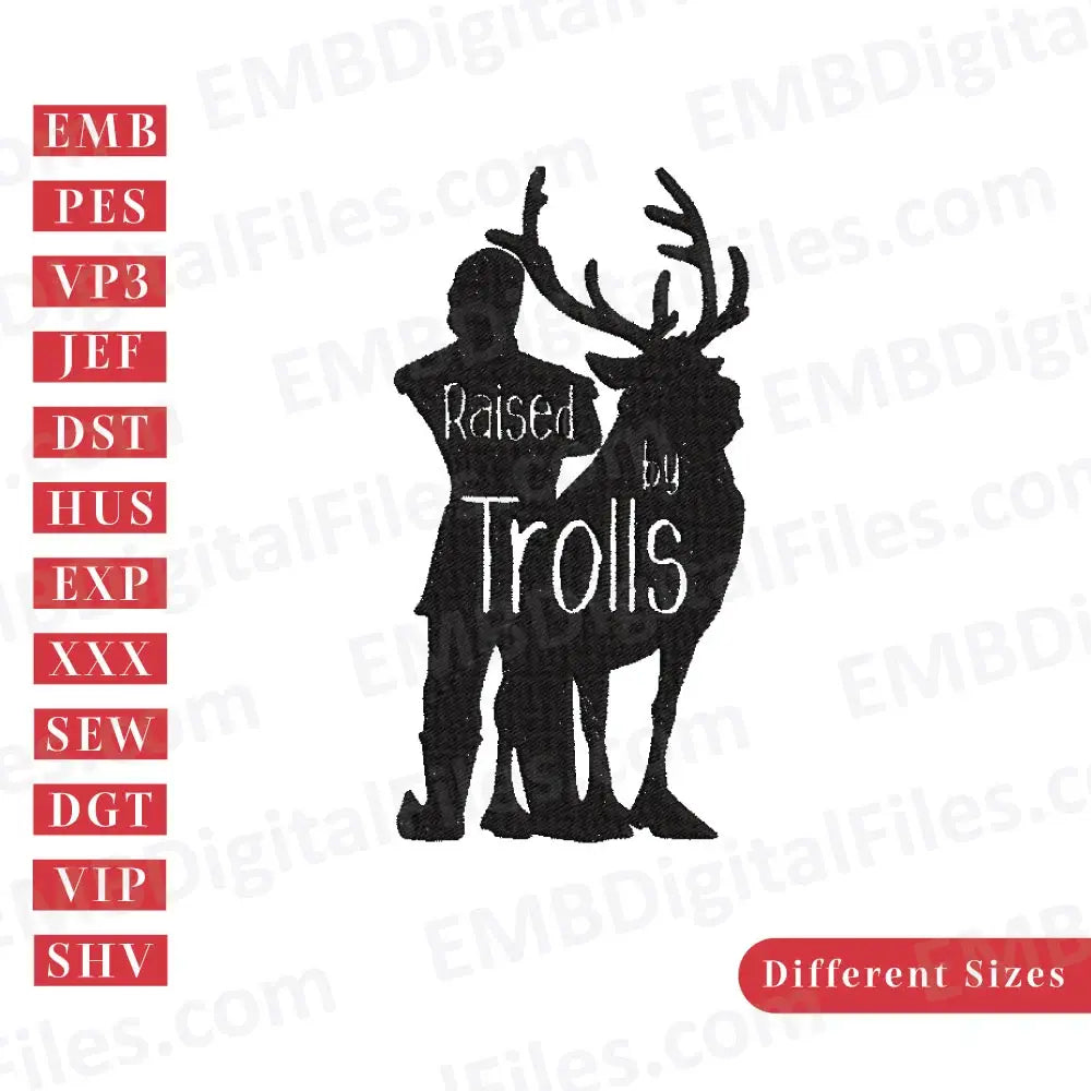 Raised by trolls Kristoff from Frozen's embroidery design, Disney Cartoon Embroidery