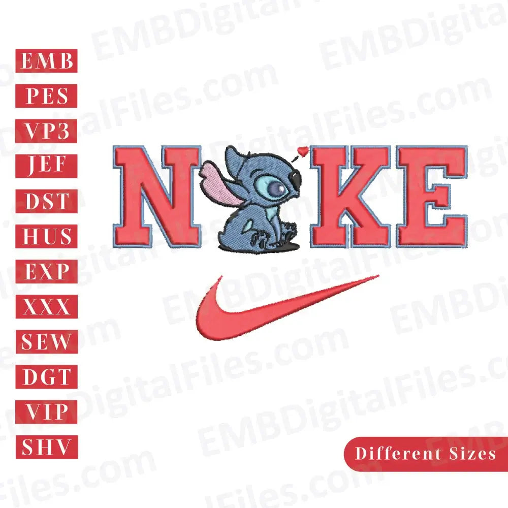 Cute stitch in red color embroidery design, Lilo and Stitch Cartoon, PES, DST, SEW