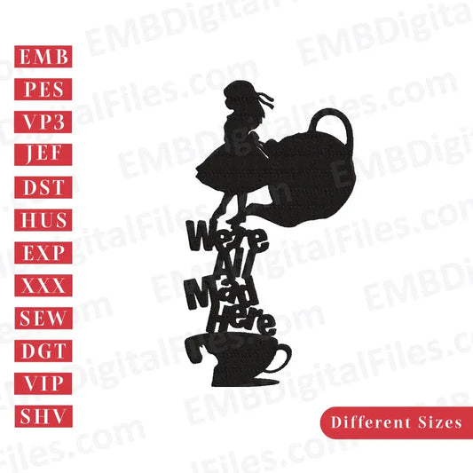 We are all made here silhouettes embroidery design, Free Disney Cartoon Embroidery