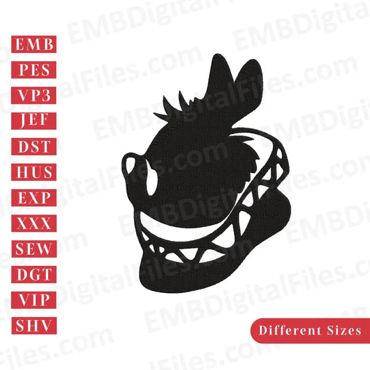 White rabbit head silhouette embroidery design, Free Disney Cartoon Embroidery